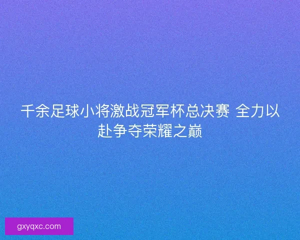 千余足球小将激战冠军杯总决赛 全力以赴争夺荣耀之巅